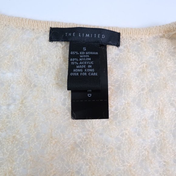 The Limited Womens S Kid Mohair Blend Beige Sheer Low V Cut Lightweight Sweater - Picture 7 of 10